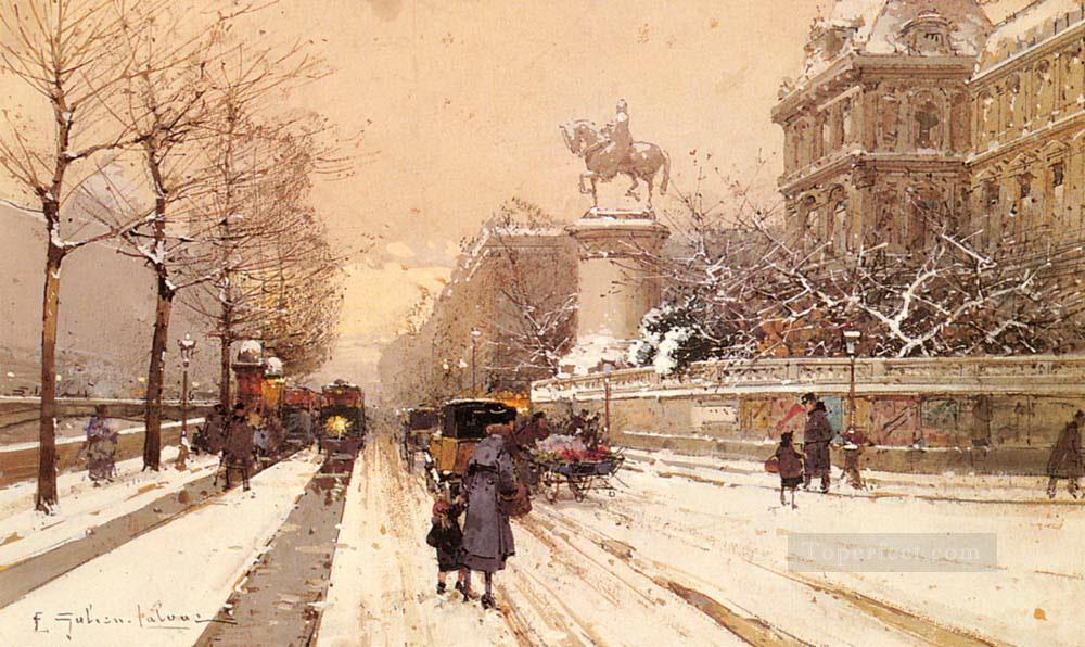 París en invierno El parisino Eugene Galien Laloue Pintura al óleo